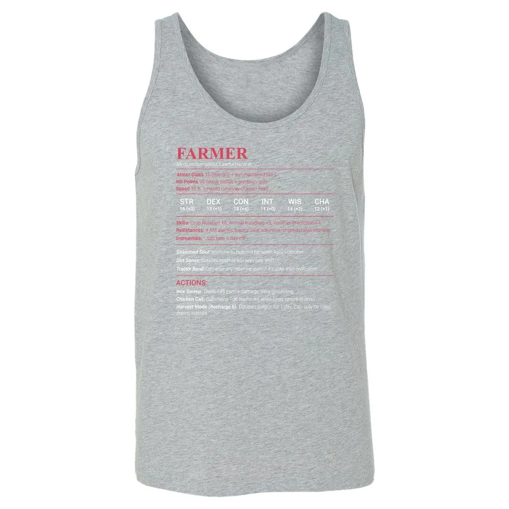 Farmer Stats Unisex Jersey Tank - Athletic Heather - 4