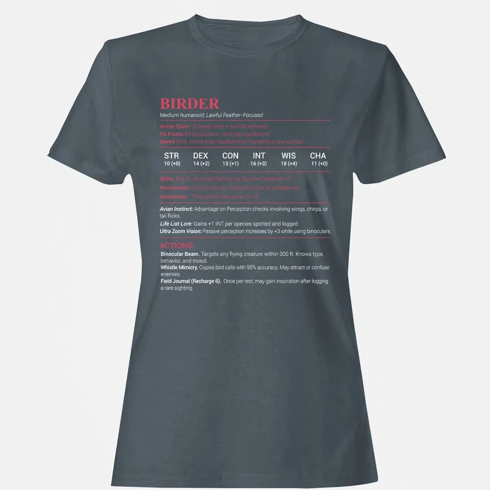 Birder Stats Women's T-Shirt - Charcoal - 3