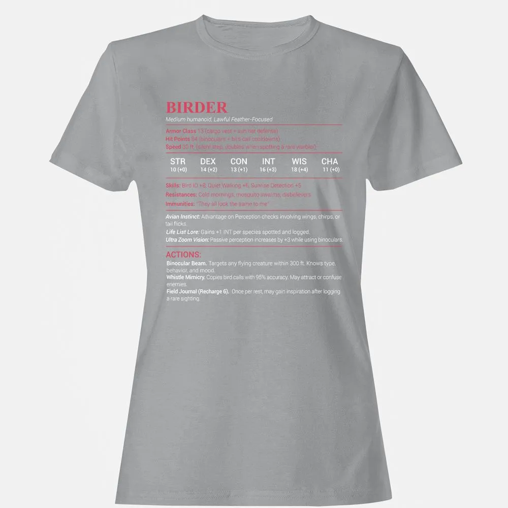 Birder Stats Women's T-Shirt - Sport Grey - 15