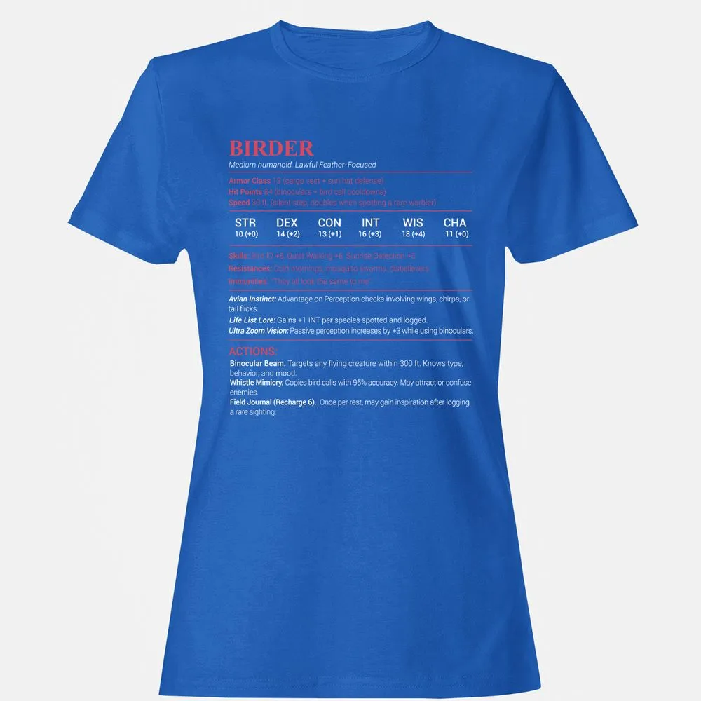 Birder Stats Women's T-Shirt - Royal - 14