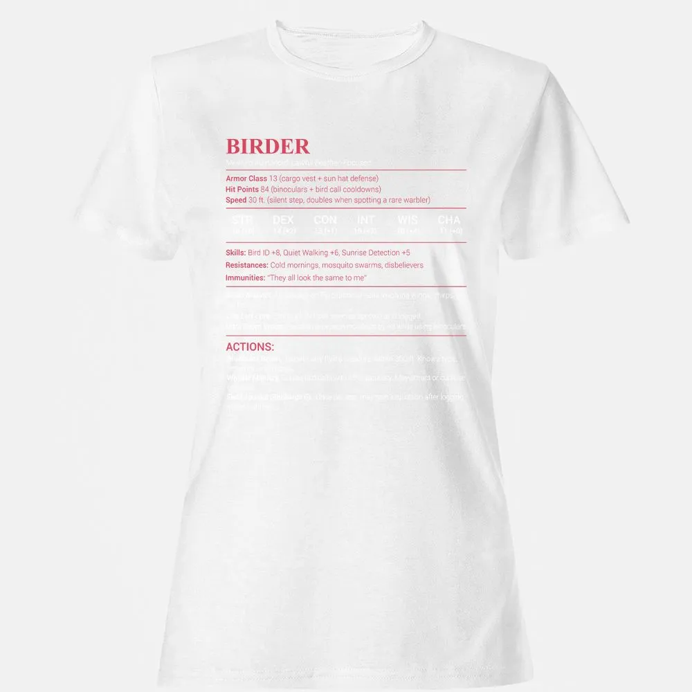 Birder Stats Women's T-Shirt - White - 16