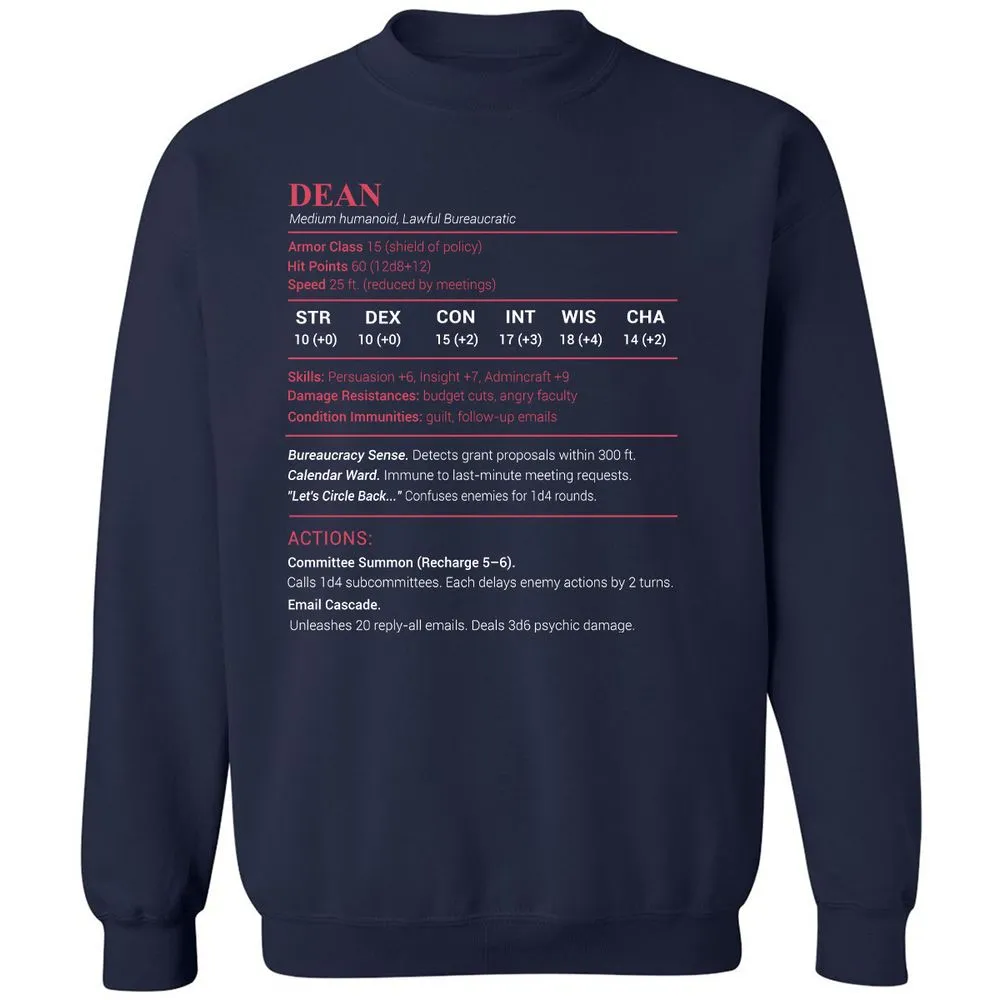 Dean Stats Classic Unisex Sweatshirt - Navy - 2