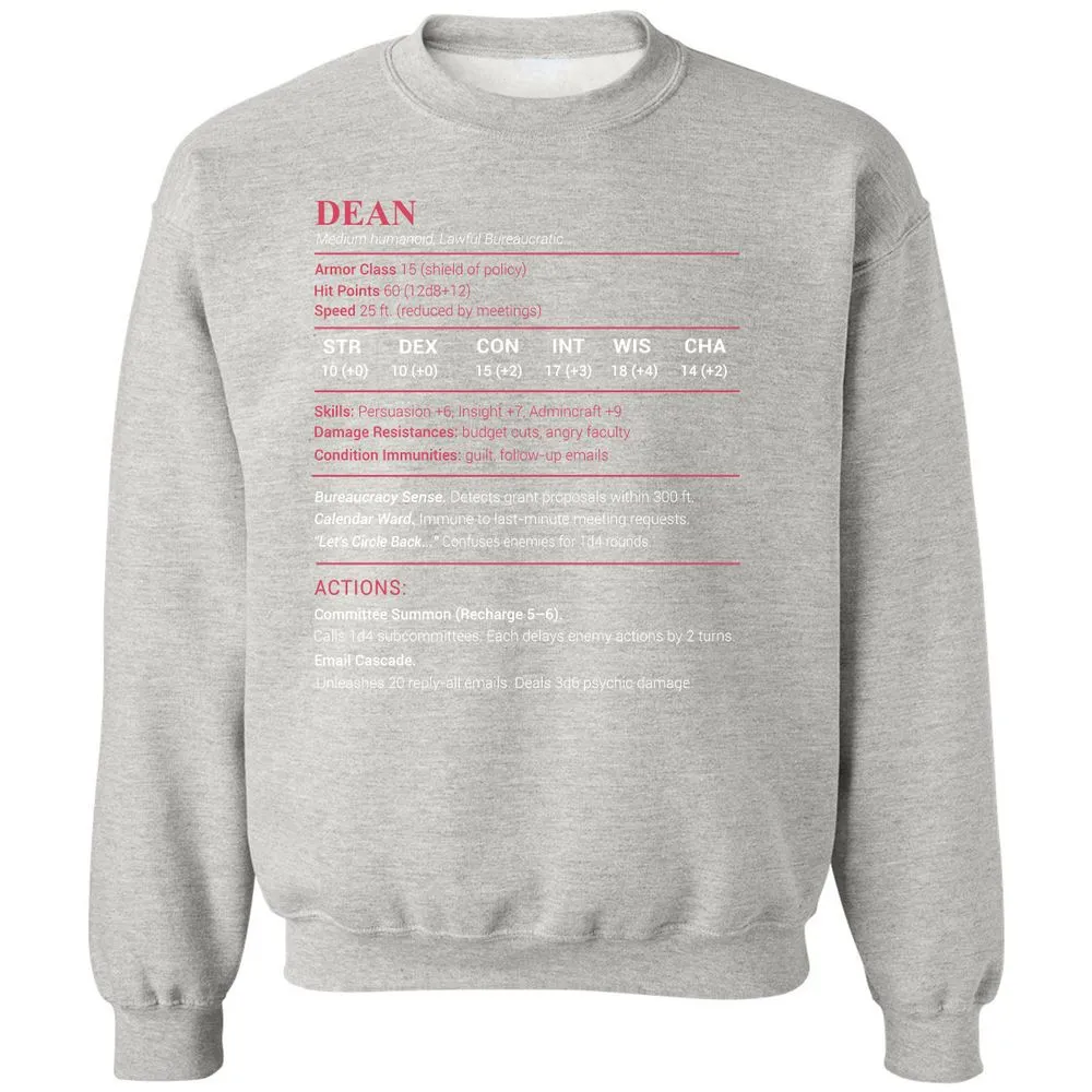 Dean Stats Classic Unisex Sweatshirt - Ash - 8
