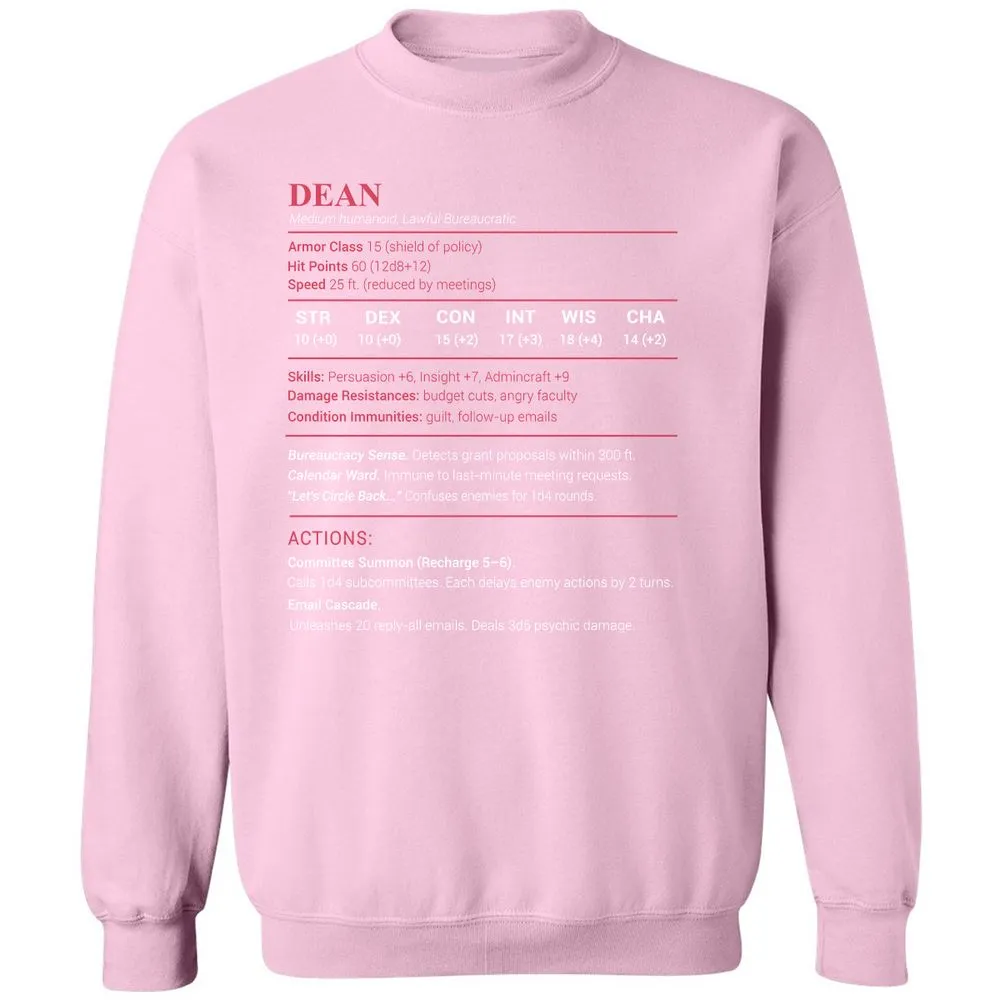 Dean Stats Classic Unisex Sweatshirt - Light Pink - 3