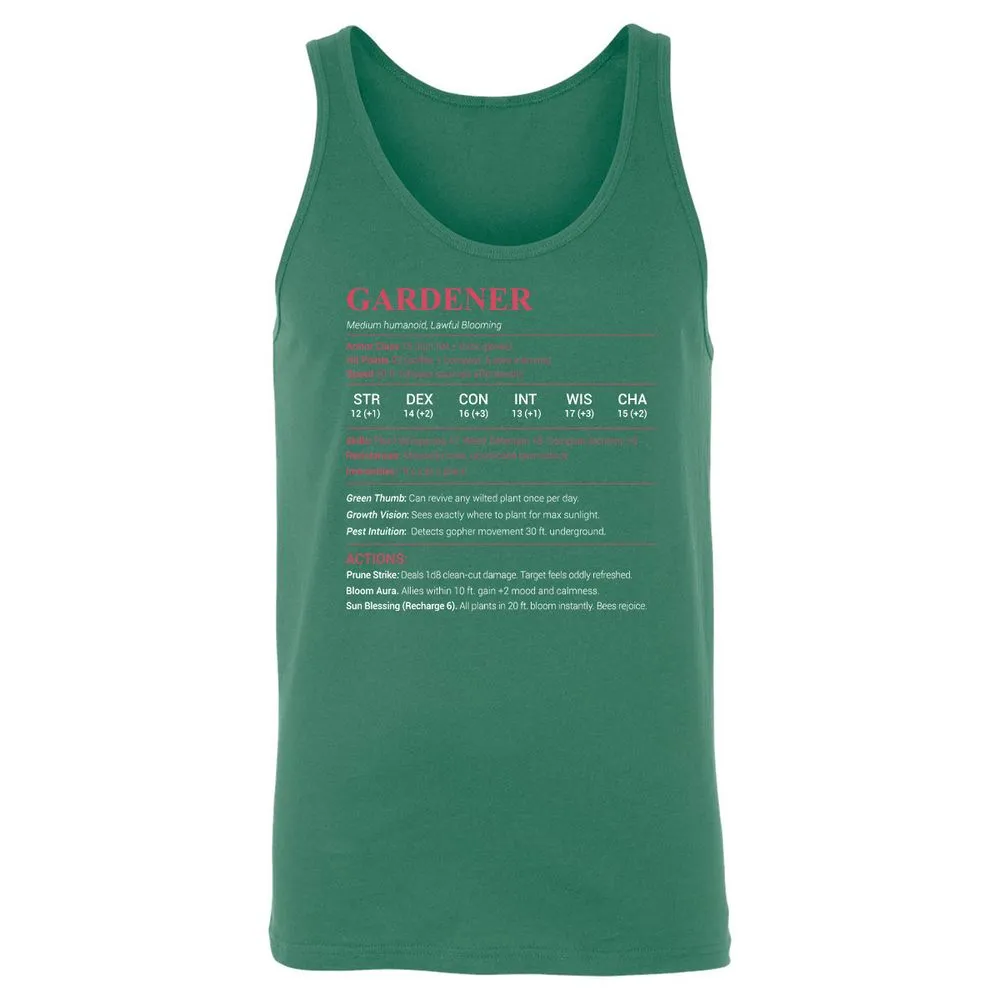 Gardener Stats Unisex Jersey Tank - Kelly - 9