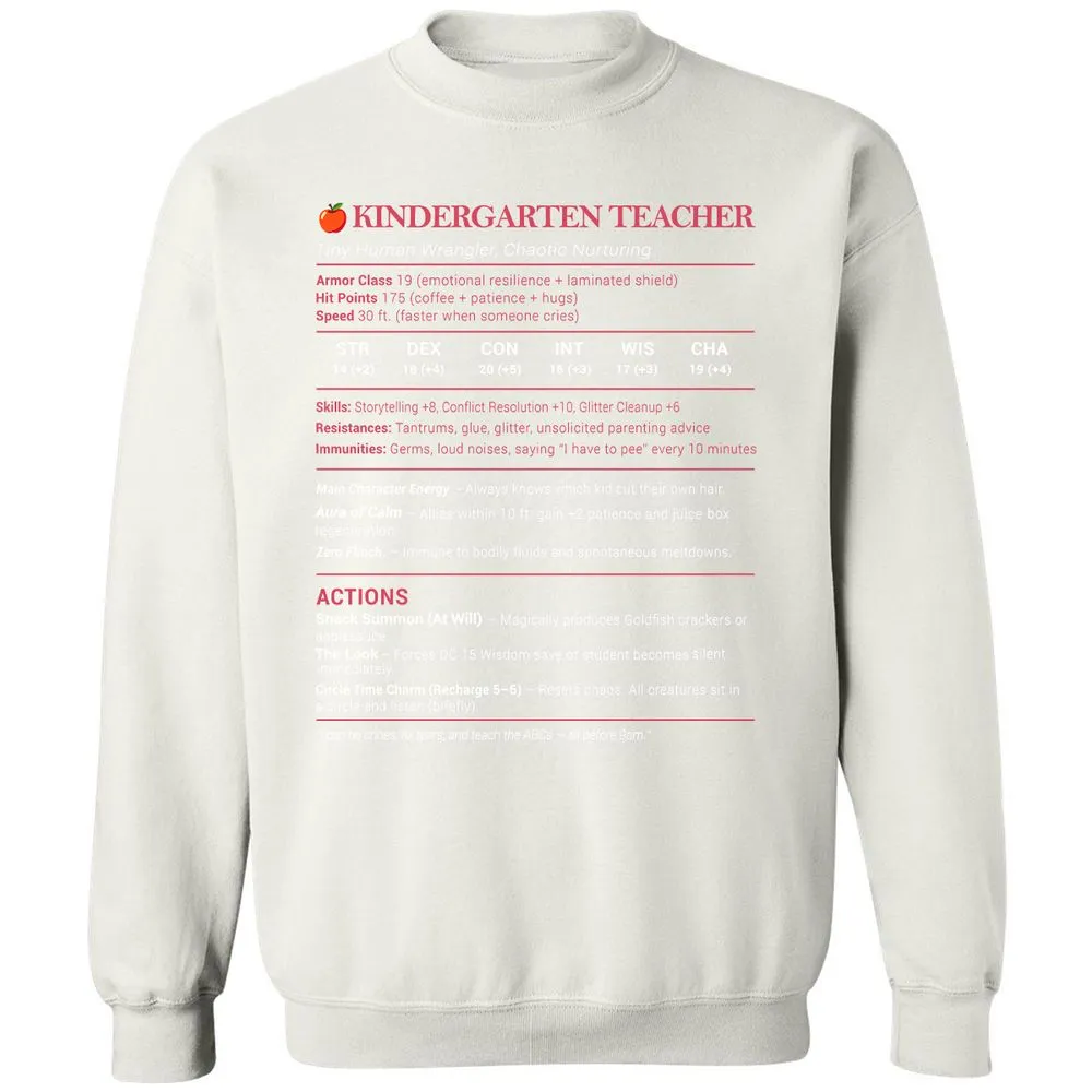 Kindergarten Teacher Stats Classic Unisex Sweatshirt - White - 12