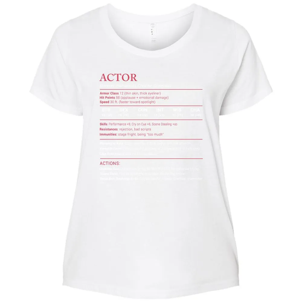 Actor Stats Ladies Curvy Jersey - White - 6