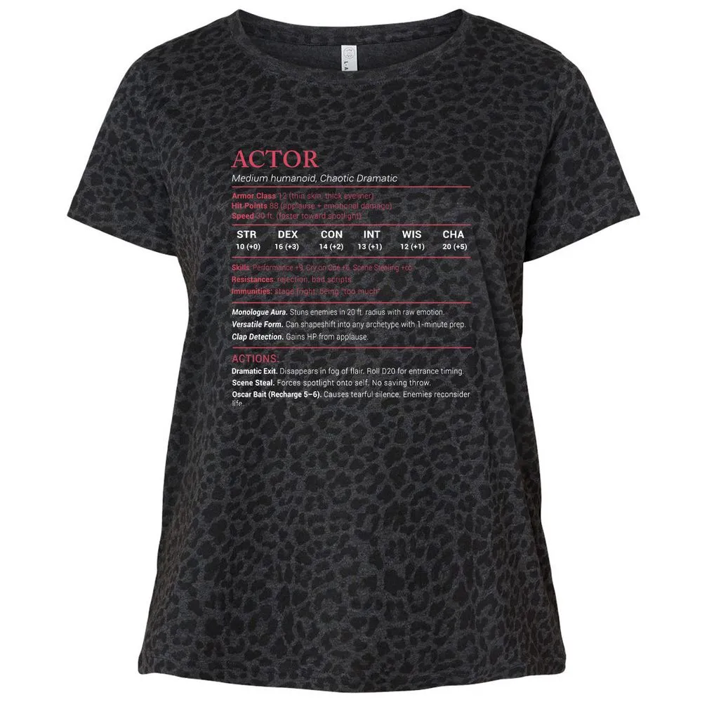 Actor Stats Ladies Curvy Jersey - Black Leopard - 11
