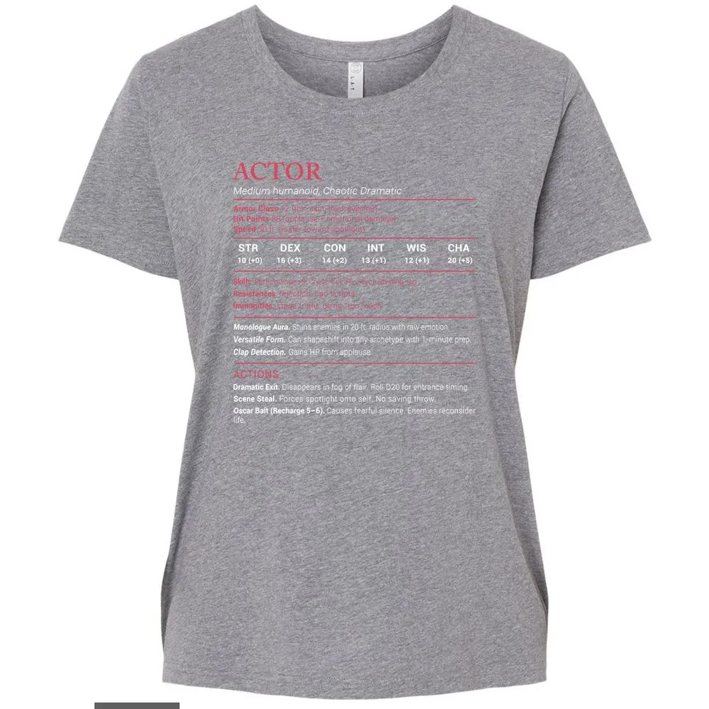 Actor Stats Ladies Curvy Jersey - Granite Heather - 9