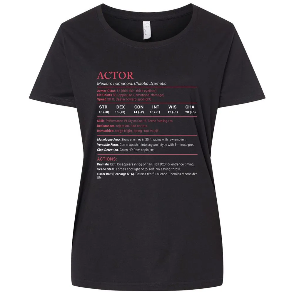 Actor Stats Ladies Curvy Jersey - Blended Black - 1