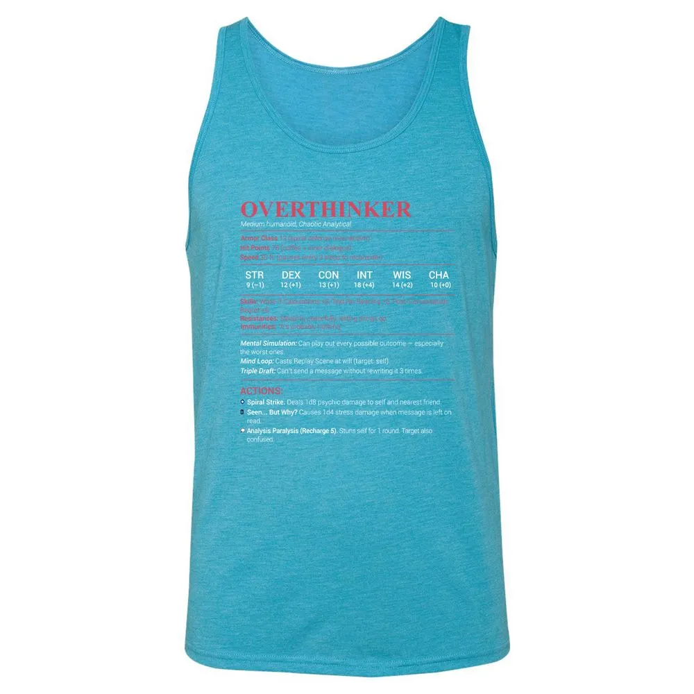 Overthinker Stats Unisex Jersey Tank - Aqua Triblend - 3