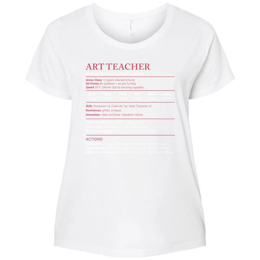 Art Teacher Stats Ladies Curvy Jersey - White - 6