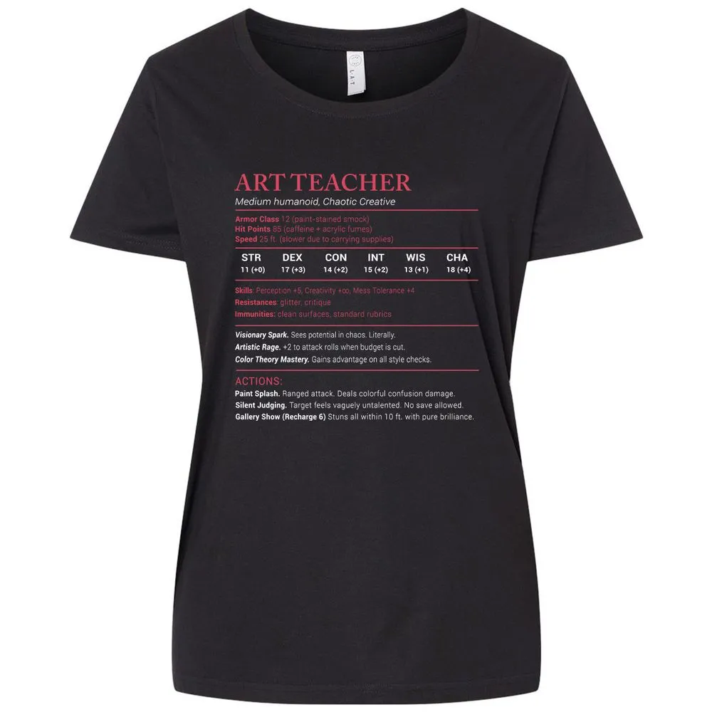 Art Teacher Stats Ladies Curvy Jersey - Blended Black - 1