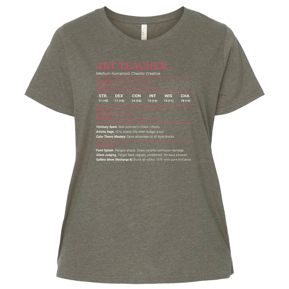 Art Teacher Stats Ladies Curvy Jersey - Bamboo Blackout - 2