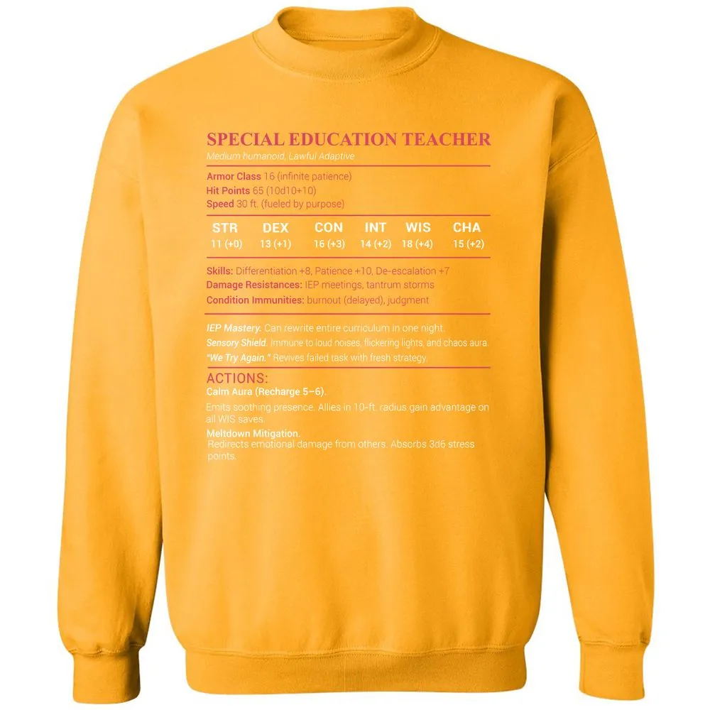 Special Edu Stats Classic Unisex Sweatshirt - Gold - 11