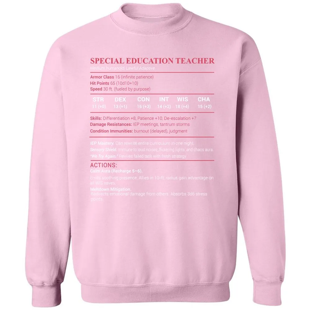 Special Edu Stats Classic Unisex Sweatshirt - Light Pink - 3
