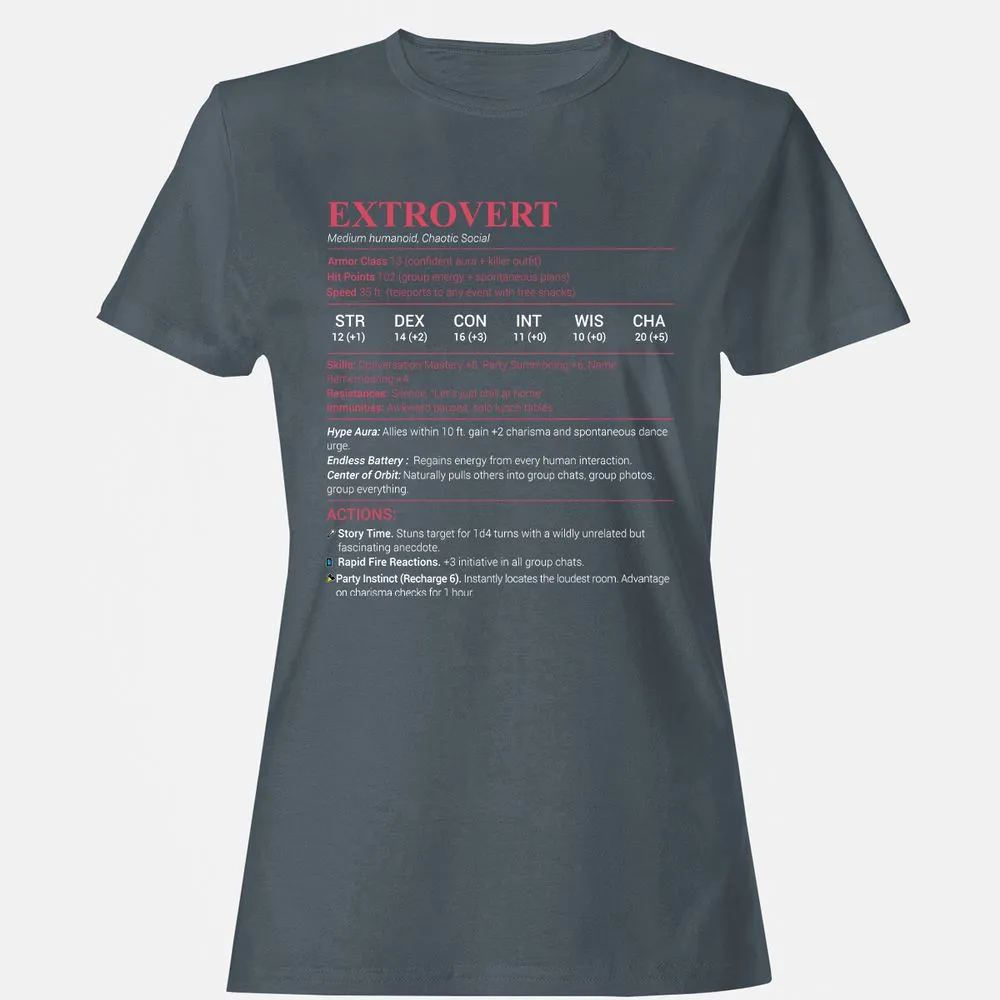 Extrovert Stats Women's T-Shirt - Charcoal - 3