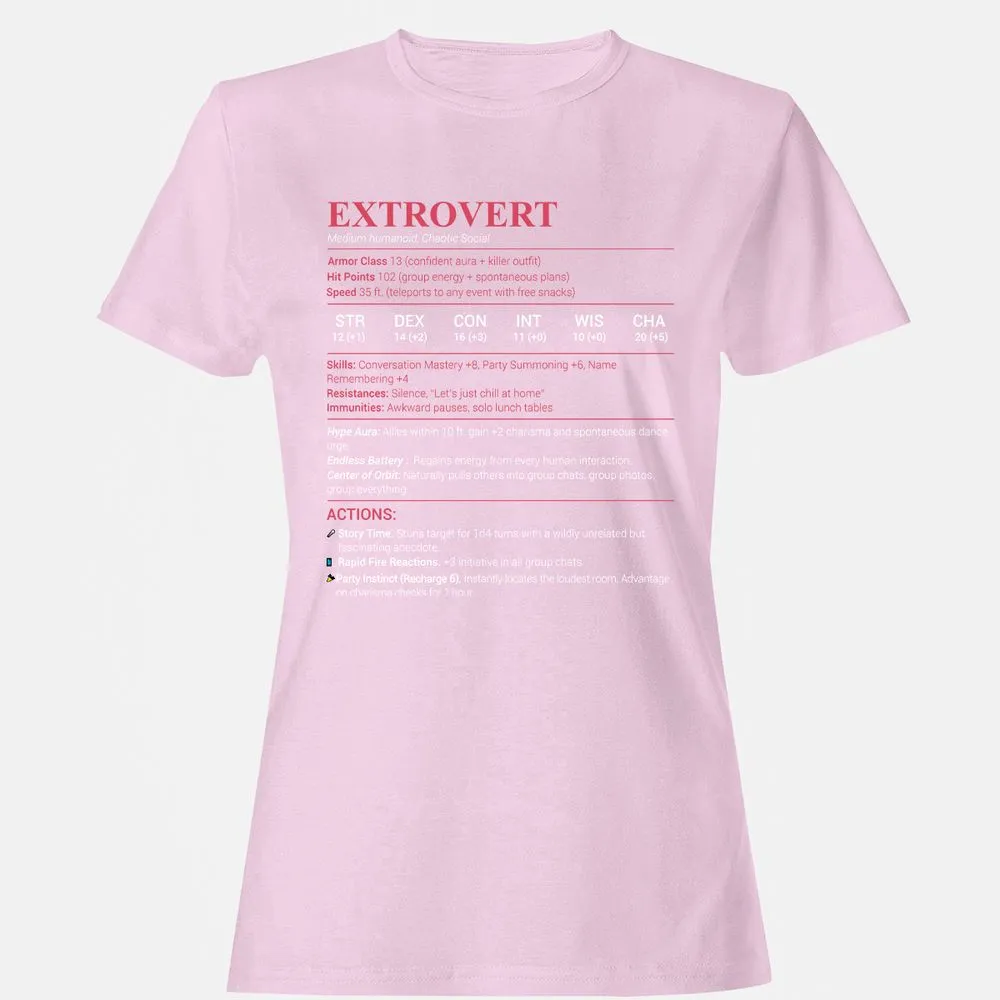 Extrovert Stats Women's T-Shirt - Light Pink - 9