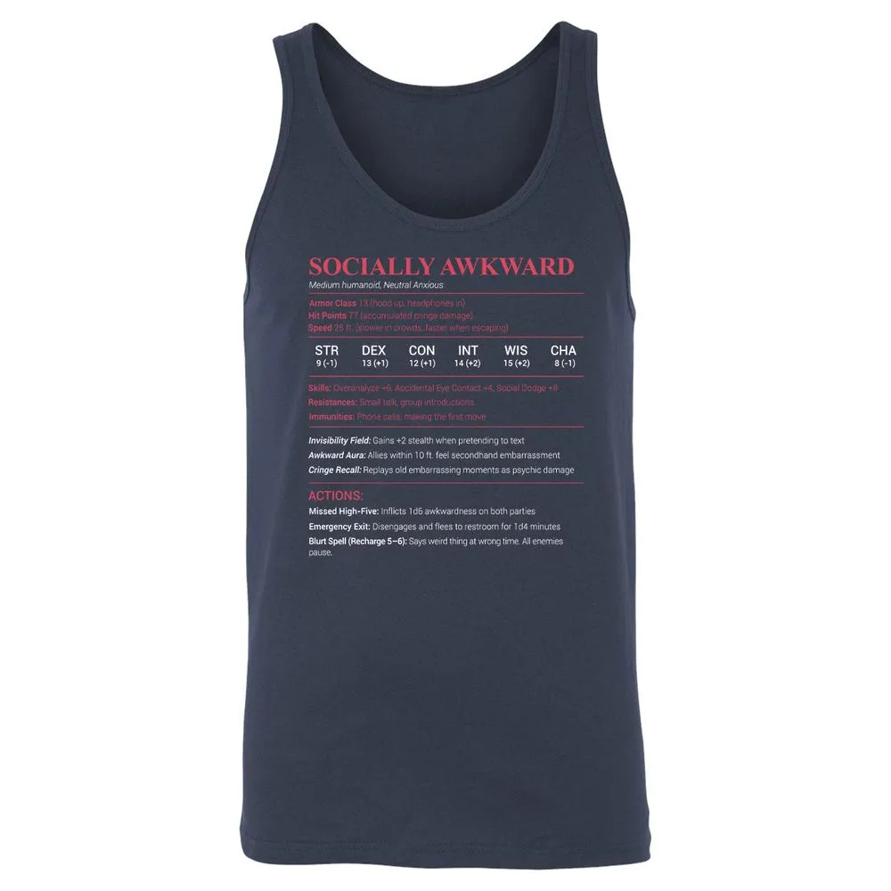 Socially Awkward Stats Unisex Jersey Tank - Navy - 2