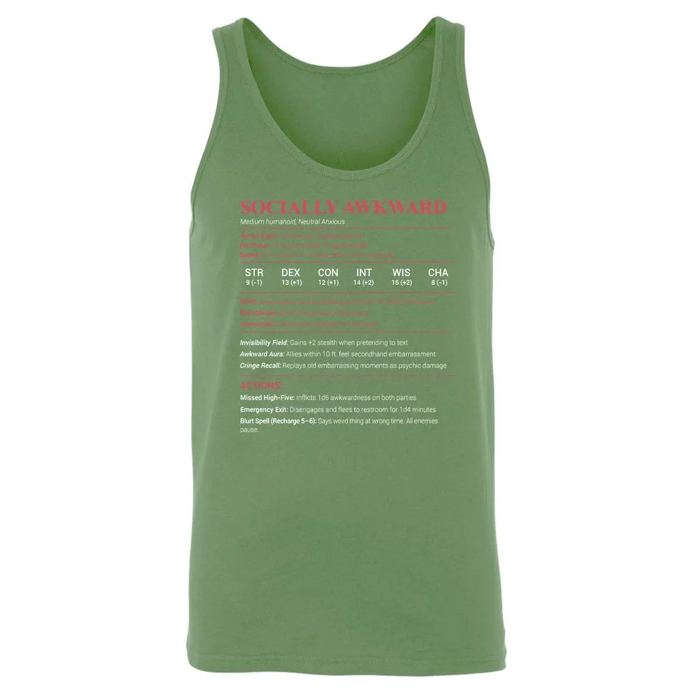 Socially Awkward Stats Unisex Jersey Tank - Leaf - 10