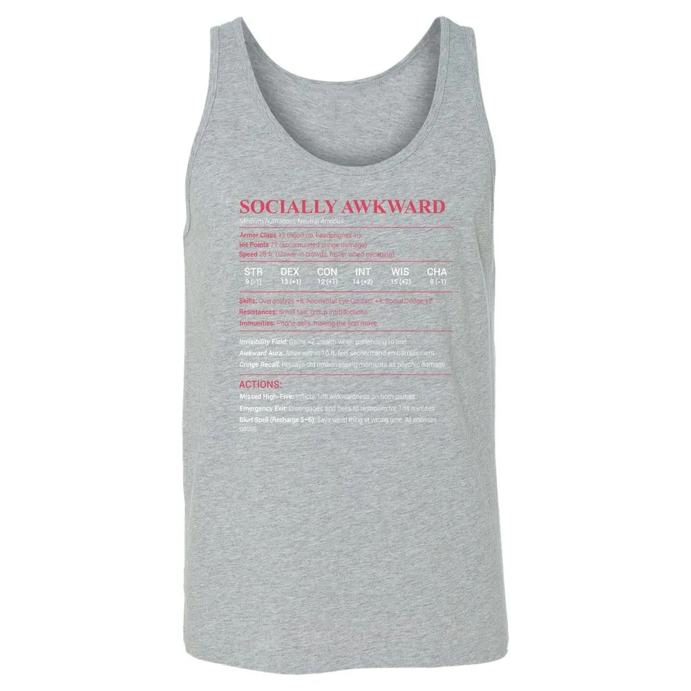 Socially Awkward Stats Unisex Jersey Tank - Athletic Heather - 4