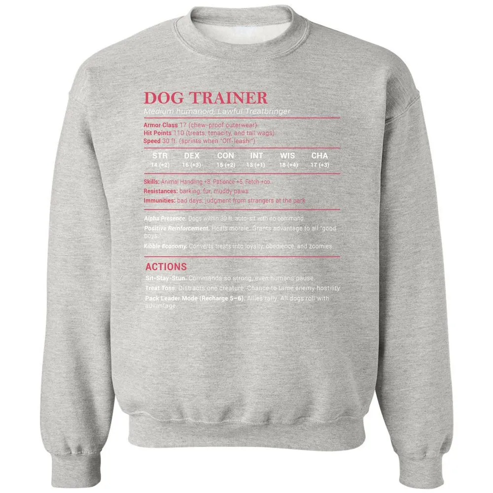 Dog Trainer Stats Classic Unisex Sweatshirt - Ash - 8