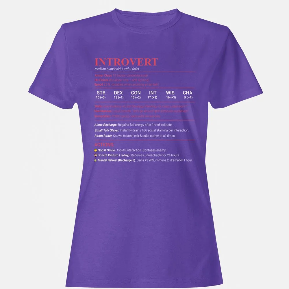 Introvert Stats Women's T-Shirt - Purple - 12