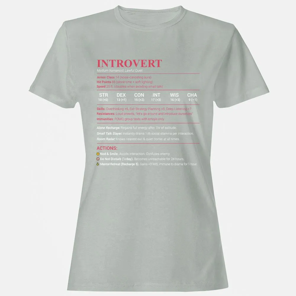 Introvert Stats Women's T-Shirt - Ash - 2