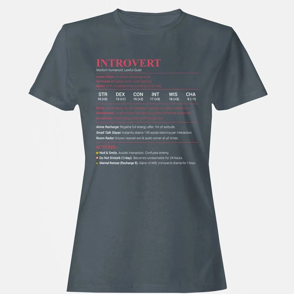 Introvert Stats Women's T-Shirt - Charcoal - 3