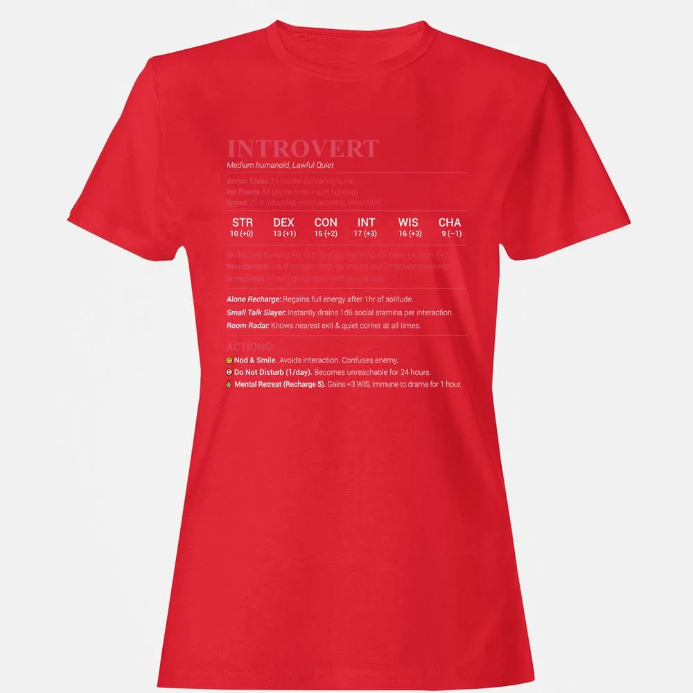 Introvert Stats Women's T-Shirt - Red - 13
