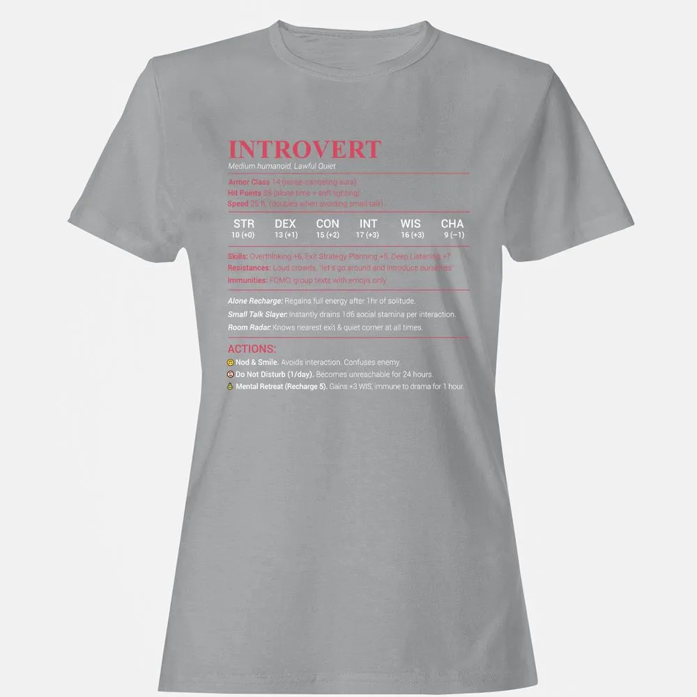 Introvert Stats Women's T-Shirt - Sport Grey - 15