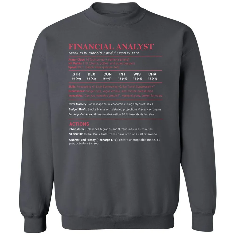Financial Analyst Stats Classic Unisex Sweatshirt - Charcoal - 7