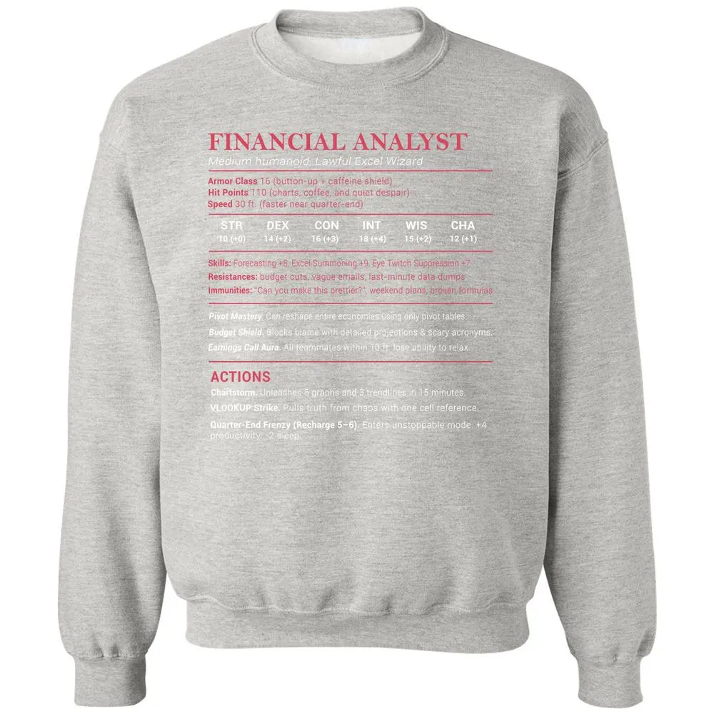 Financial Analyst Stats Classic Unisex Sweatshirt - Ash - 8