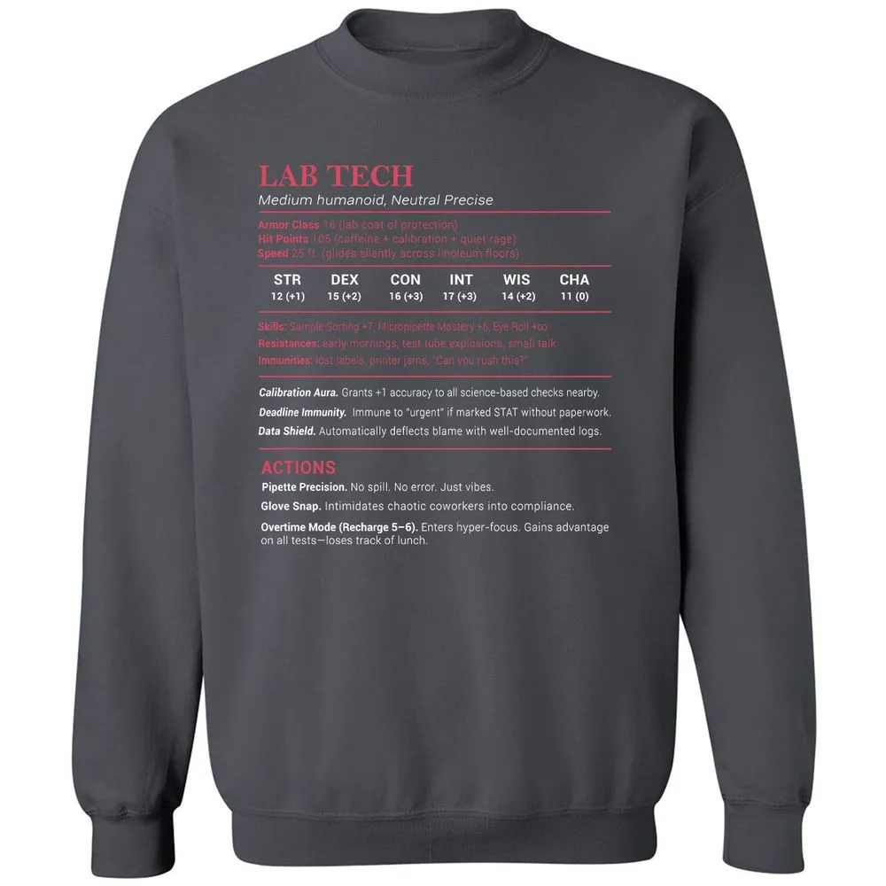 Lab Tech Stats Classic Unisex Sweatshirt - Charcoal - 7