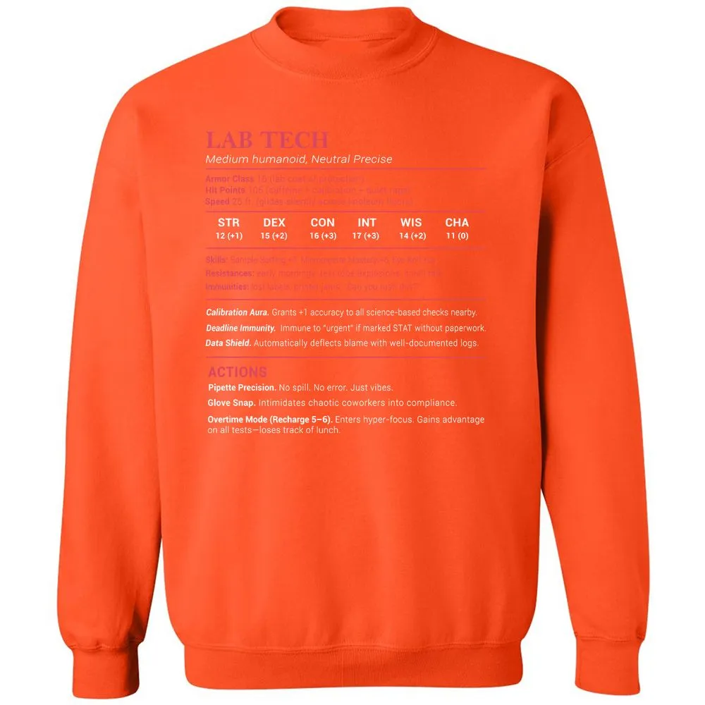 Lab Tech Stats Classic Unisex Sweatshirt - Orange - 10