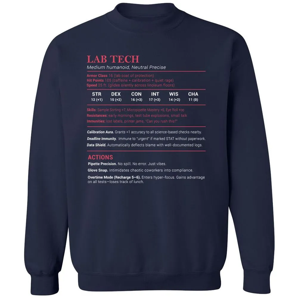 Lab Tech Stats Classic Unisex Sweatshirt - Navy - 2
