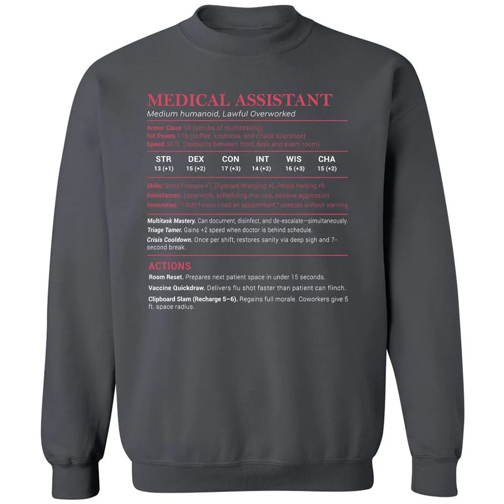 Medical Assistant Stats Classic Unisex Sweatshirt - Charcoal - 7