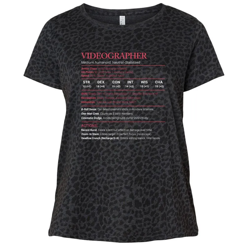 Videographer Stats Ladies Curvy Jersey - Black Leopard - 11