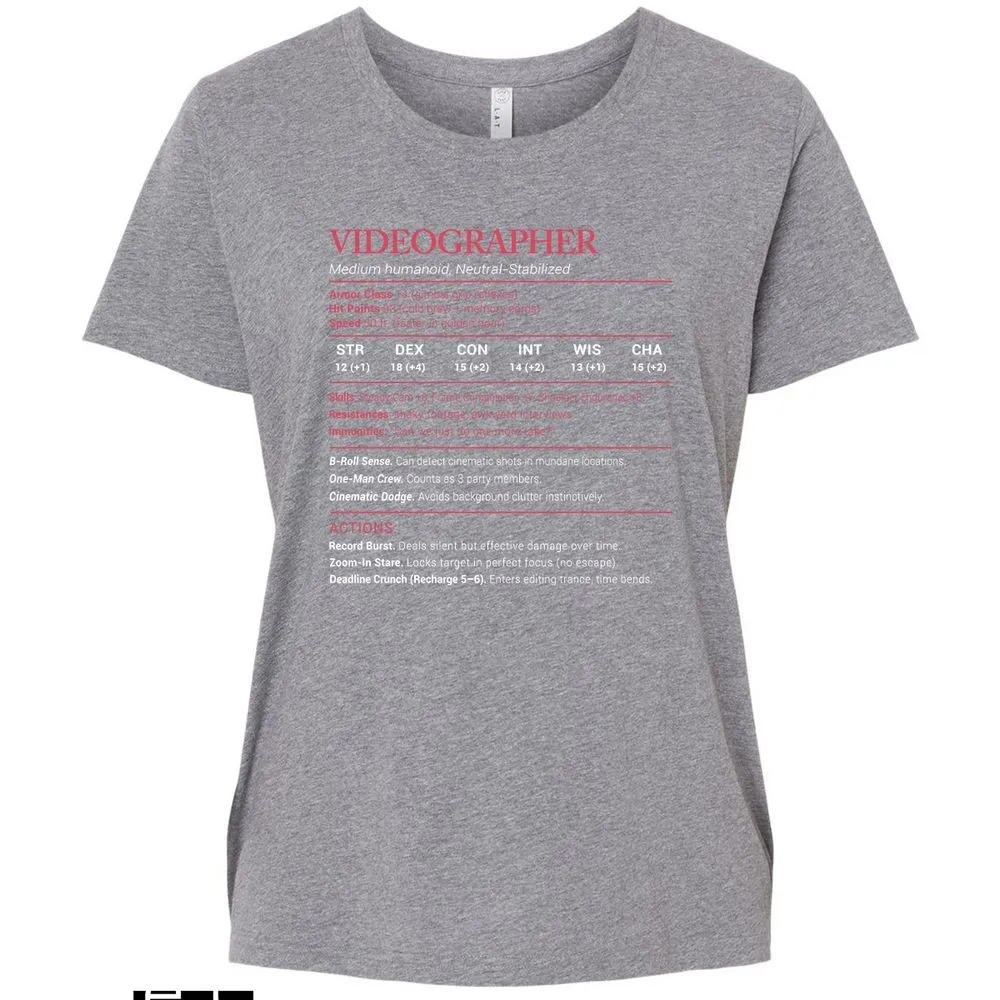 Videographer Stats Ladies Curvy Jersey - Granite Heather - 9