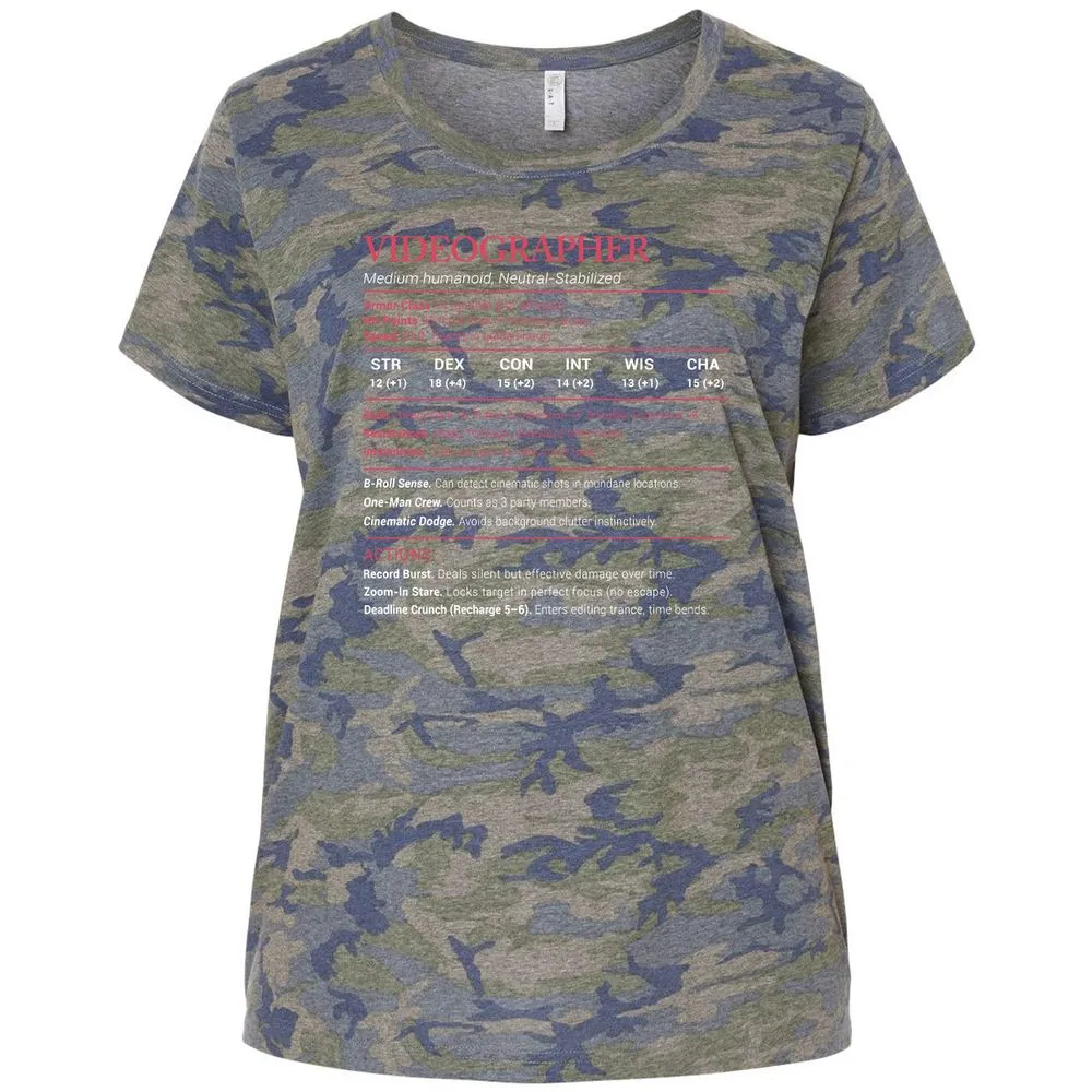 Videographer Stats Ladies Curvy Jersey - Vintage Camo - 5