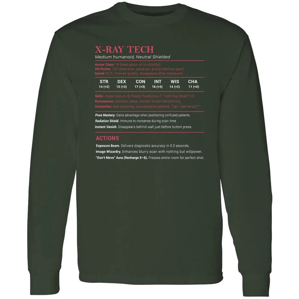 X-ray Tech Stats Long Sleeve T-Shirt - Forest Green - 4