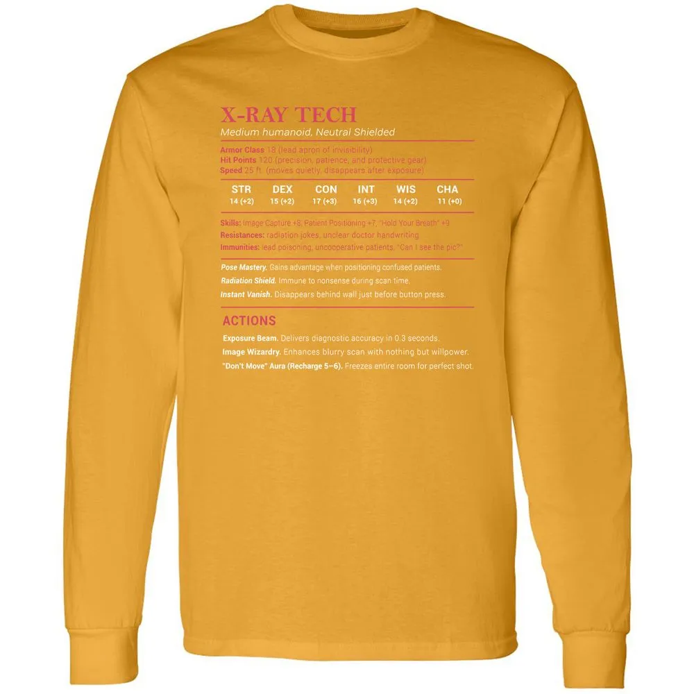 X-ray Tech Stats Long Sleeve T-Shirt - Gold - 9
