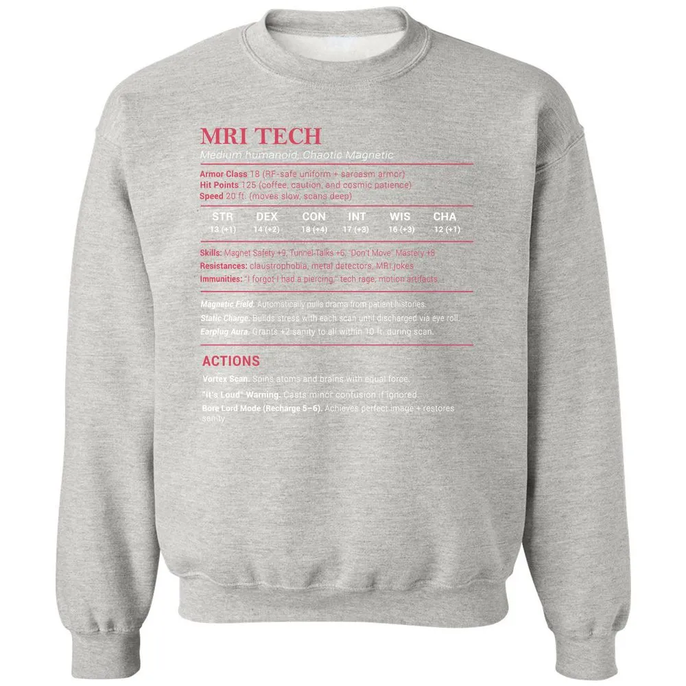 MRI Tech Stats Classic Unisex Sweatshirt - Ash - 8