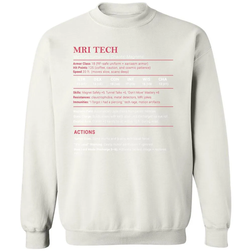 MRI Tech Stats Classic Unisex Sweatshirt - White - 12
