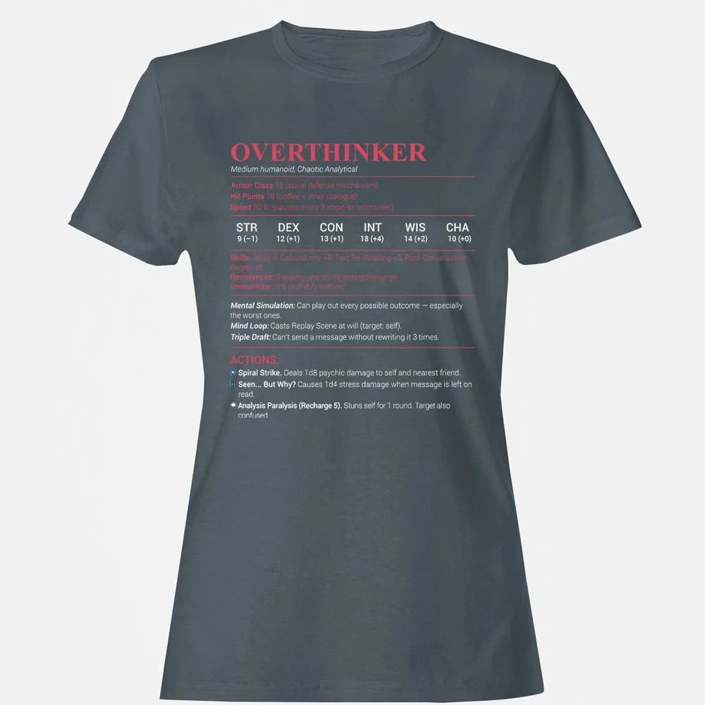 Overthinker Stats Women's T-Shirt - Charcoal - 3