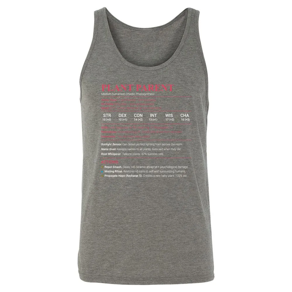 Plant Parent Stats Unisex Jersey Tank - Grey Triblend - 8