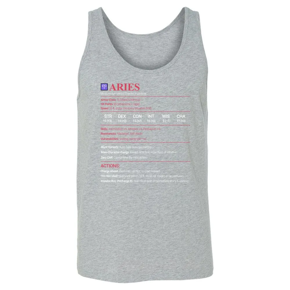 Aries Stats Unisex Jersey Tank - Athletic Heather - 4