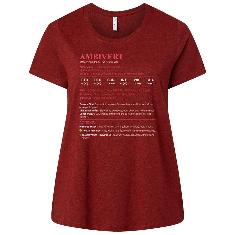 Ambivert Stats Ladies Curvy Jersey - Cardinal - 10