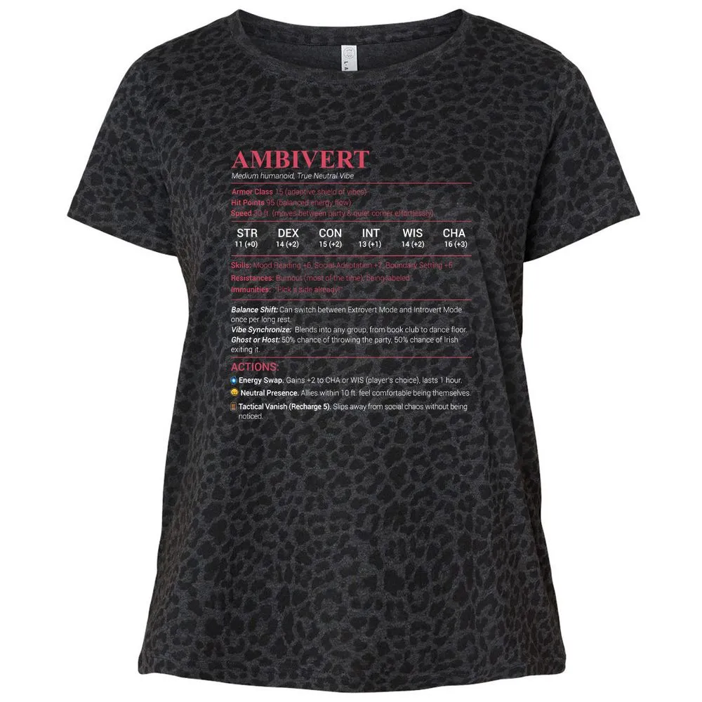 Ambivert Stats Ladies Curvy Jersey - Black Leopard - 11
