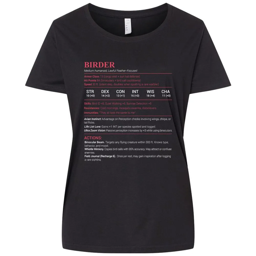 Birder Stats Ladies Curvy Jersey - Blended Black - 1